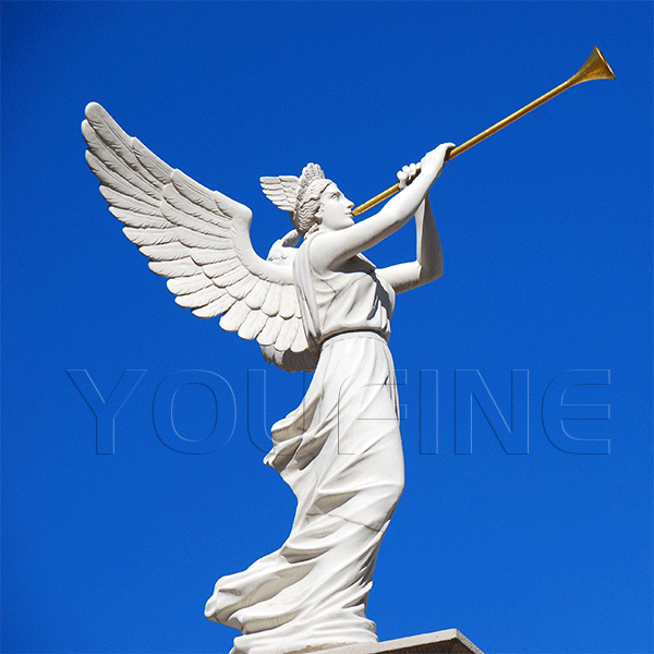 мраморные скульптуры ангела, дующие на трубы statue for garden decor