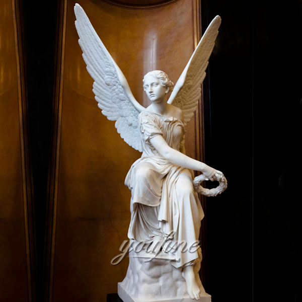 Статуя ангела хранителя из натурального мрамора