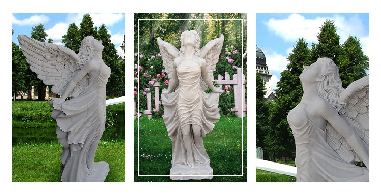 ручной работы белого мрамора ангел статую за открытый сад украшения для продажи yfwy-02