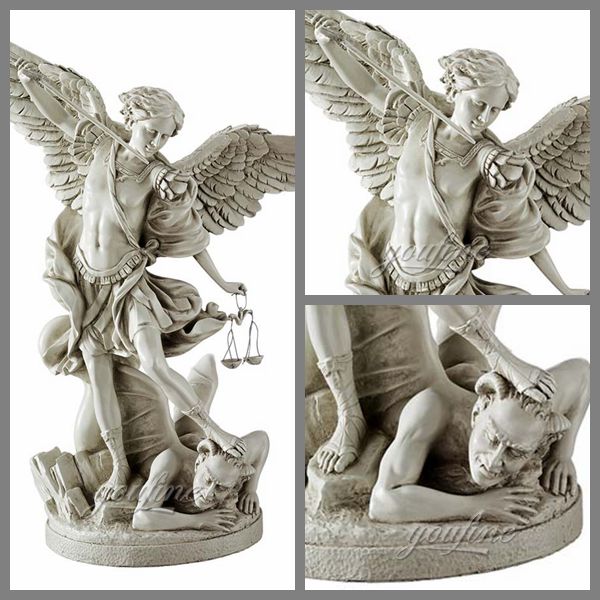 0Знаменитый белый мрамор Архангела Михаила, убивающего статую демона на продажу (4)