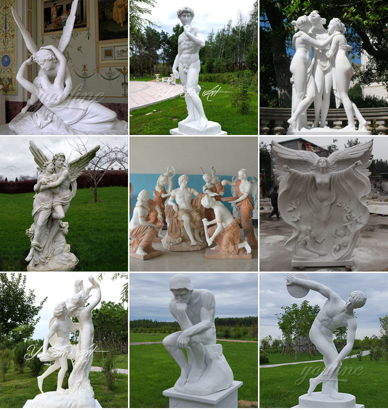 Мраморная скульптура купидона и психеи