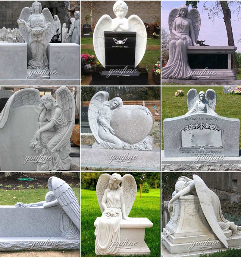 Высокое качество красивый мраморный ангел памятник памятник надгробие поставщик MOKK-559
