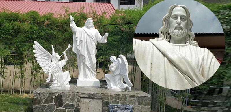 Знаменитая мраморная статуя Иисуса с дизайном ангелов для церкви из Сингапура на продажу CHS-751